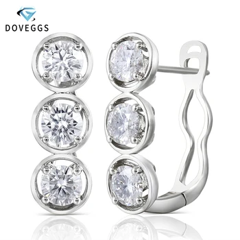 

DovEggs Sterling Solid 925 Silver 4.5mm H Color Moissanite Stone Earrings for Women wiht 14K White Gold Pin