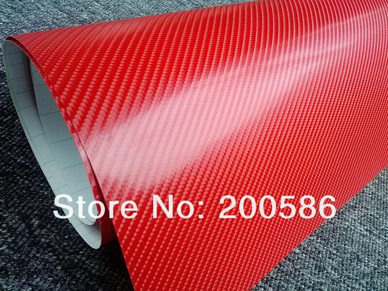 Глянцевый красный 4D Винил из углеродного волокна для обертывания автомобиля ping углеродного волокна пленка для обертывания с воздушным пузырьком, как реалистичный углерод 1,52*30 м/рулон