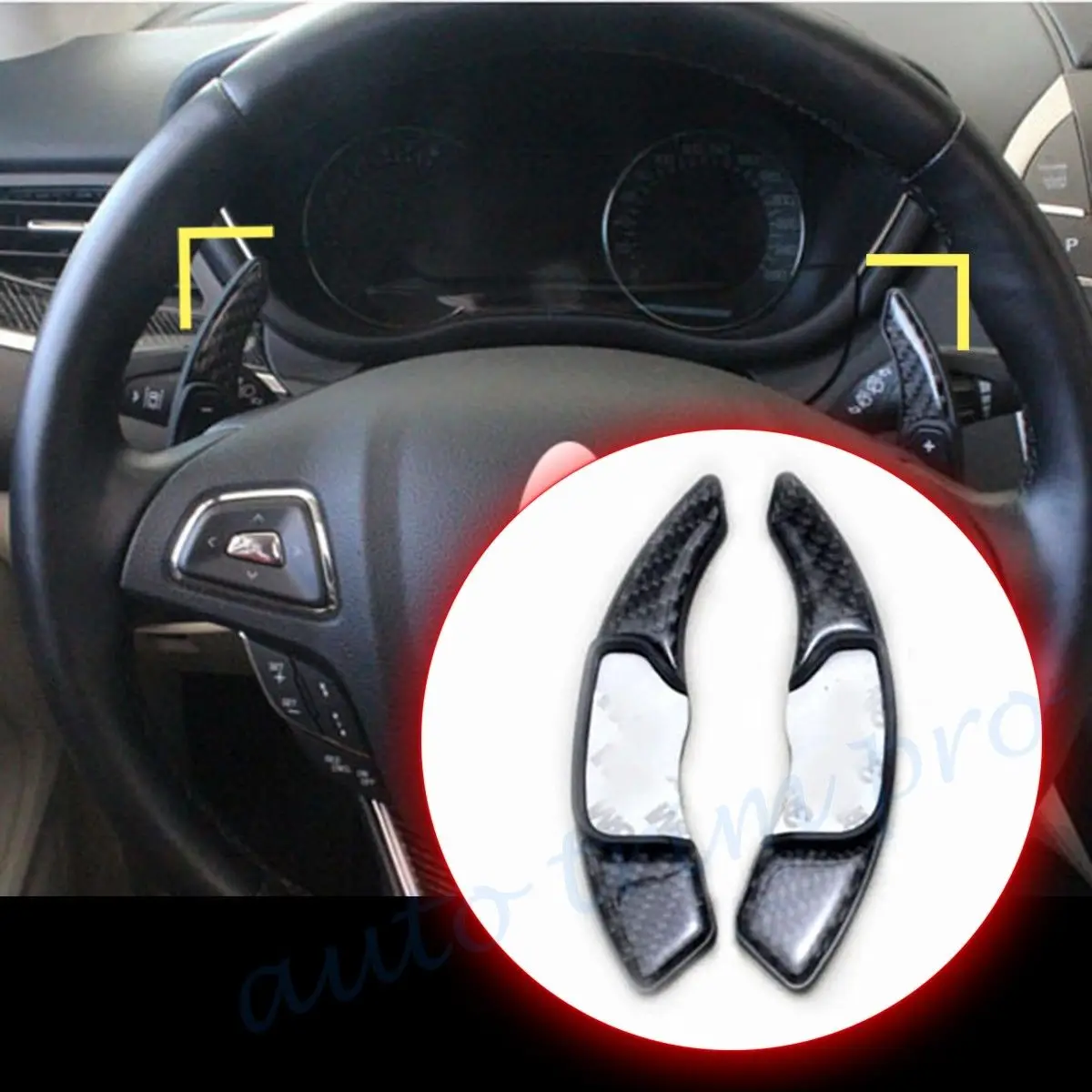 

2X Carbon Fiber Gear Shift Paddle Steering Wheel Shifter Cover Fit For Lincoln MKT MKZ MKC MKS MKX Continental Accessories