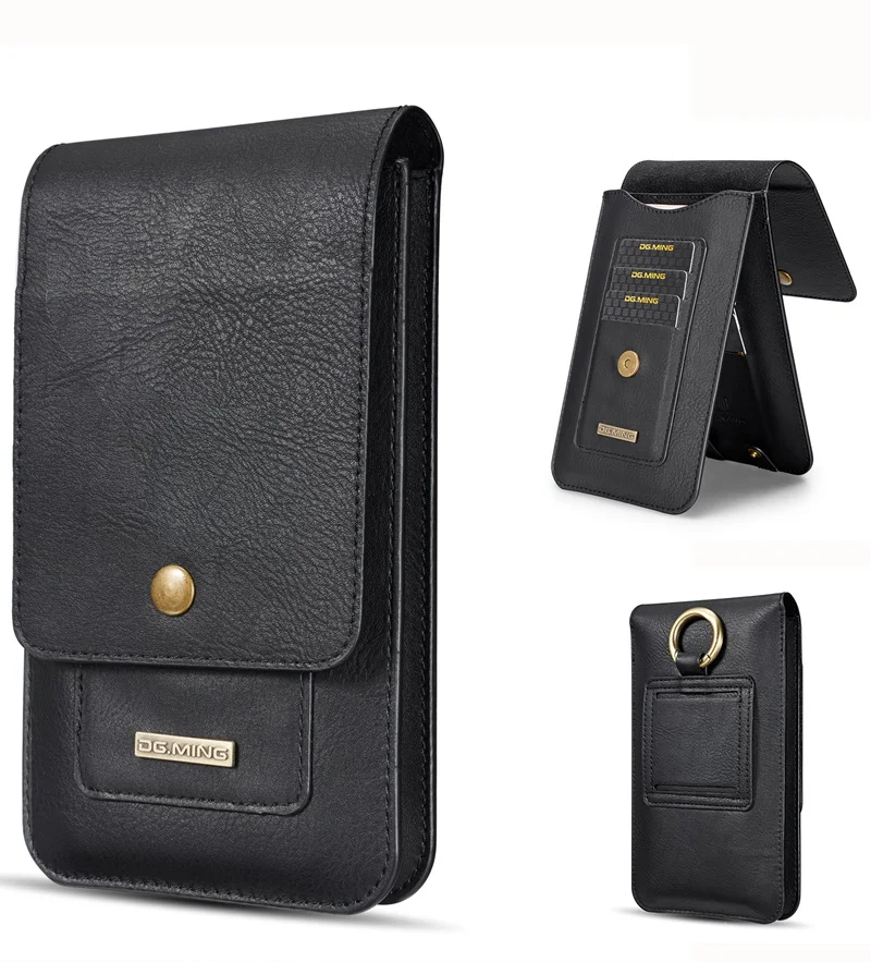 Luxury 5.5 Inch Phone Pouch Bags Leather Card Holder Hook Loop Belt Clip for iPhone X Two Wallet Bag for Samsung Galaxy S7 Edge