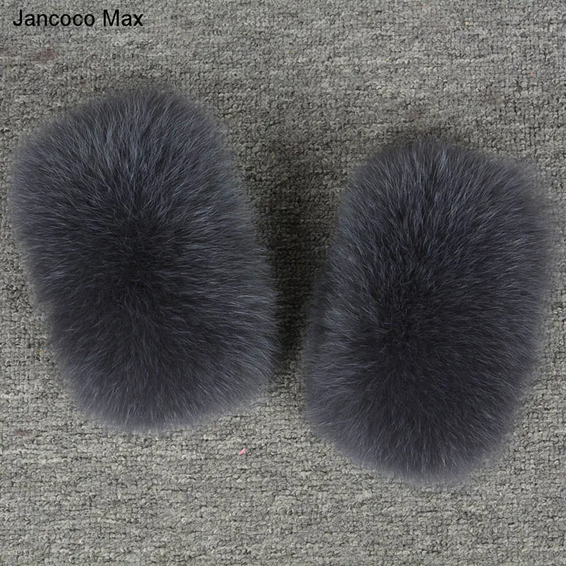 Jancoco Max зима женский Настоящий Лисий Мех рукава манжеты браслет-кольцо енот мех манжеты для моды парка пальто куртки Люкс S7231 - Цвет: Fox Dark Grey