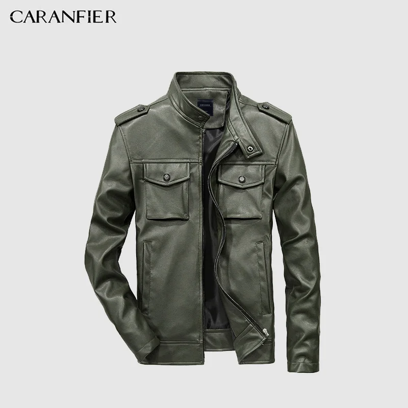 

CARANFIER Mens Leather Jackets Fall Winter Coat Men Faux Coats Biker Motorcycle Male Business Jacket Top Quality US Size XXS-3XL