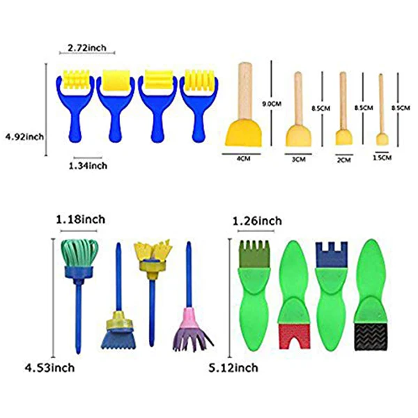 Детский набор инструментов для рисования, чтобы узнать, как сделать поделки, включает в себя губки кисти, палитра и фартук, 22 шт. Добро