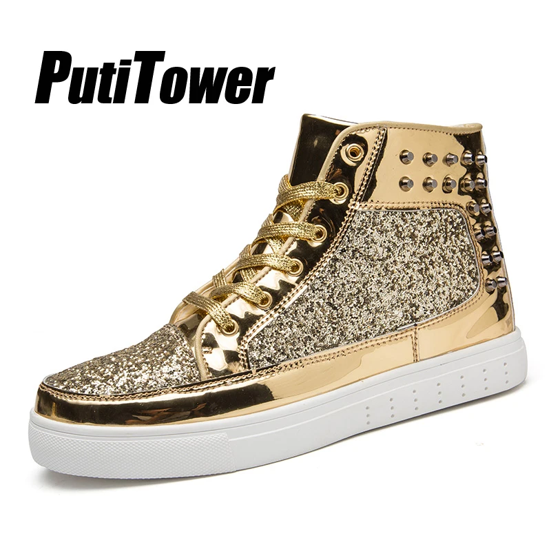 

Rivet Men's Vulcanize Shoe Women Flat Platform Casual Shoes Man Fashion Party Sneakers Lace-Up Trainers Zapatos De Hombre 2019