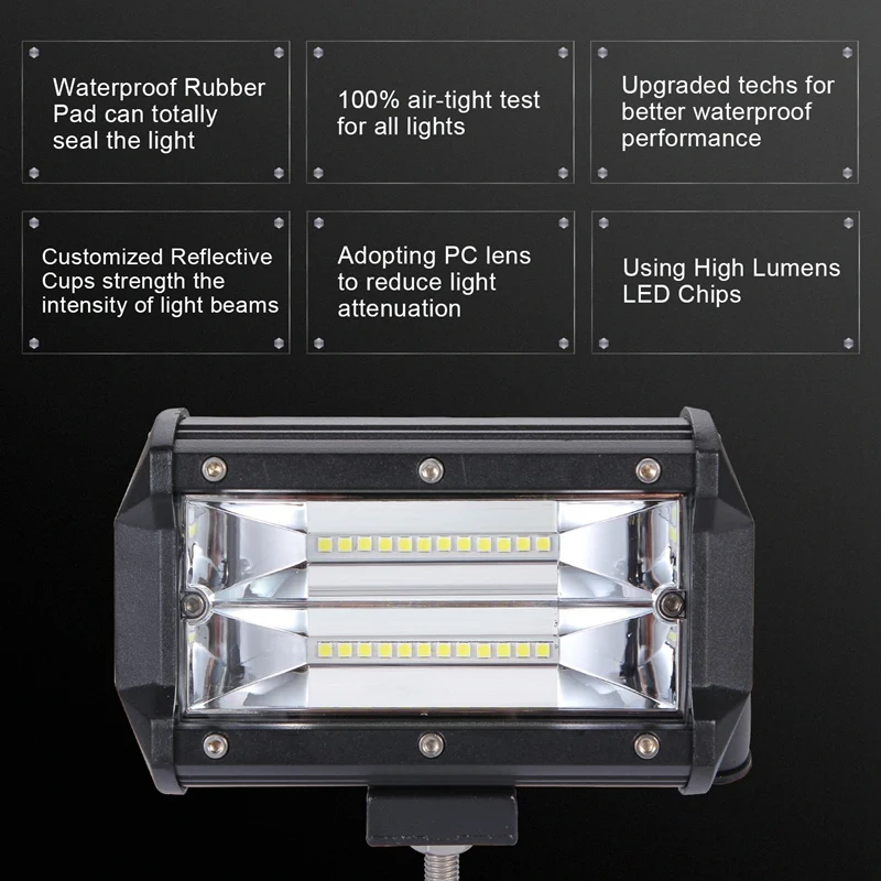5 дюймов 240 Вт двухрядные прожекторы 24000 люменов для вождения Противотуманные фары для грузовиков Je ep Atv Utv Suv лодка морская, 1 шт