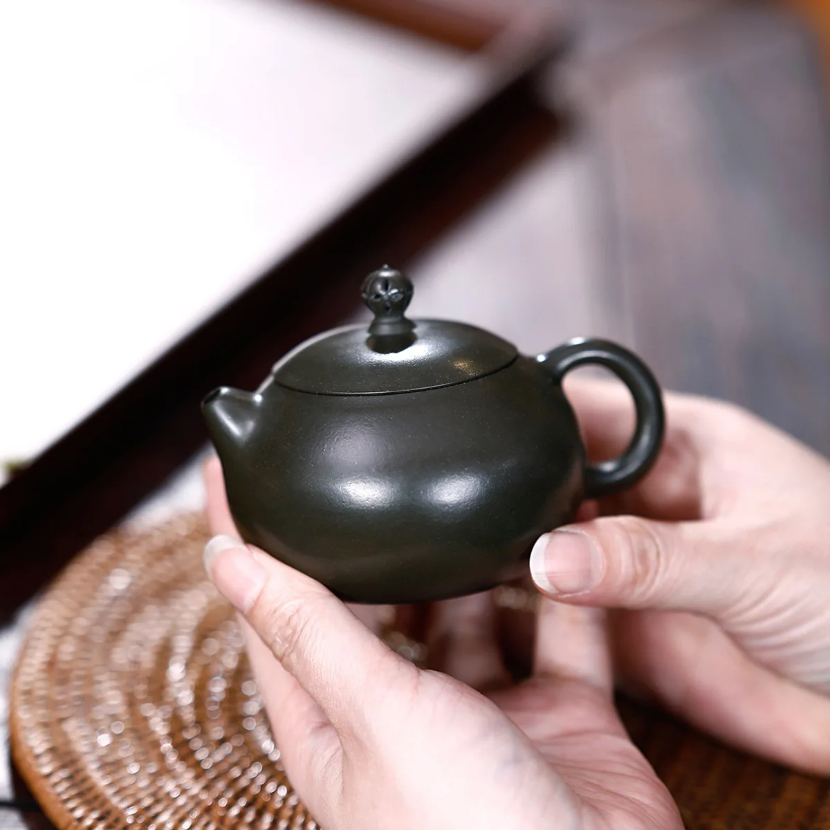 

Pottery Teapot Full Manual High Quality Raw Ore Azure Mud Xi Shi Kettle Kung Fu Tea Have Household Infusion Of Tea Kettle Gift