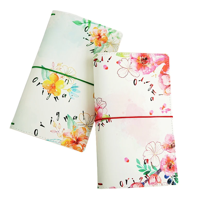 

Sweet Flowers Design Leather Traveller Journal 22*13cm 80P DIY Scheduler Diary Notebook Gift Free Shipping
