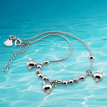 

Fashion 925 Sterling Silver Little angel eggs Charm Anklet For Women 925 silver Ankle Bracelet jewelry Length 22cm
