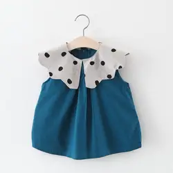 Летнее милое платье одежда для маленьких девочек платье в горошек с принтом хлопковая детская одежда сарафан без рукавов для малышей 2019