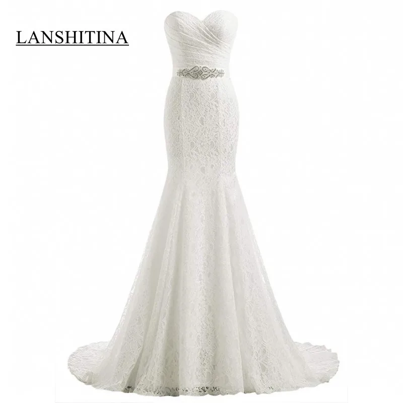 

Elegant Full Lace Wedding Dresses Mermaid Bridal Gowns Sweetheart Lace Up Corset Vestido De Novia Plus Size 2019 Custom JY02