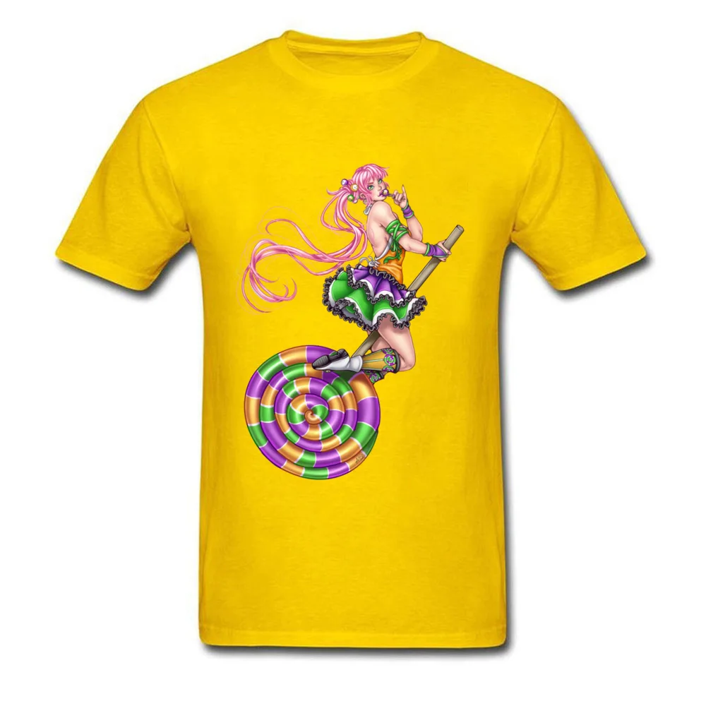 Lollipop Witch by Amberly Berendson T Shirt for Men Printed Summer/Autumn Tops T Shirt Cheap Clothing Shirt O Neck 100% Cotton Lollipop Witch by Amberly Berendson yellow