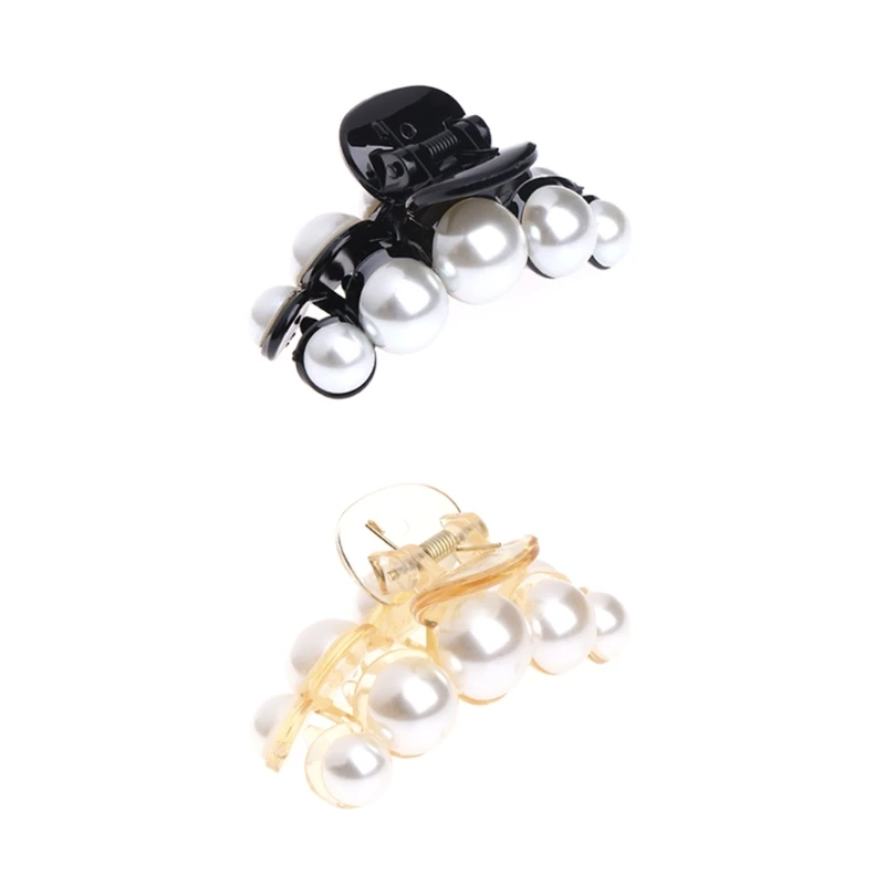 

Women Hair Clip Faux Pearls Lady Hairpins Fashion Headwear Claw Rhinestone Grips