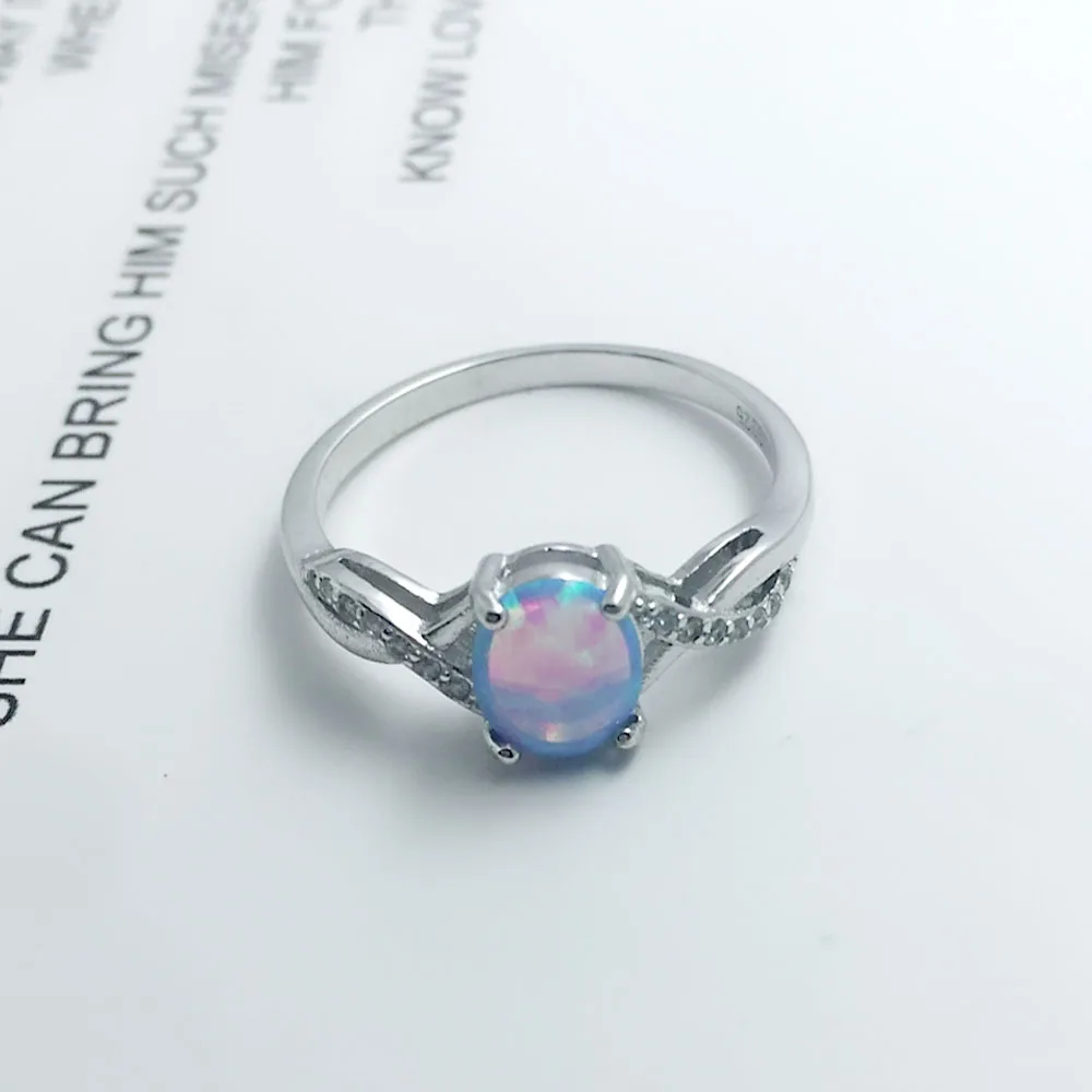 8 мм овальный опал в форме мороженого камень палец кольцо из натуральной 925 пробы серебряные кольца для женщин модные свадебные украшения(JewelOra RI103631 - Цвет основного камня: blue