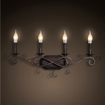 

European style 4 heads wall lamp Hotel Restaurant wakeno holders hanging retro corridor living room wall lamps ZA81014