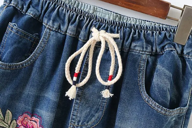 Женские джинсы с дырками Sen свободные брюки цветочной вышивкой 2019|jeans trousers women|jeans