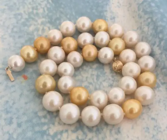

11-12mm freshwater round white gold multicolorpearl necklace 18inch 925silver