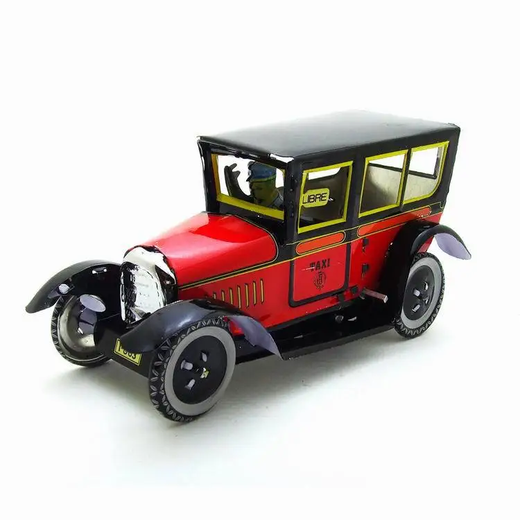 

Childhood Memory Antique Tin Toys Retro Wind up Metal Vehicles Toy Cars Zakka Home Decor PAYA Red Antique Taxi
