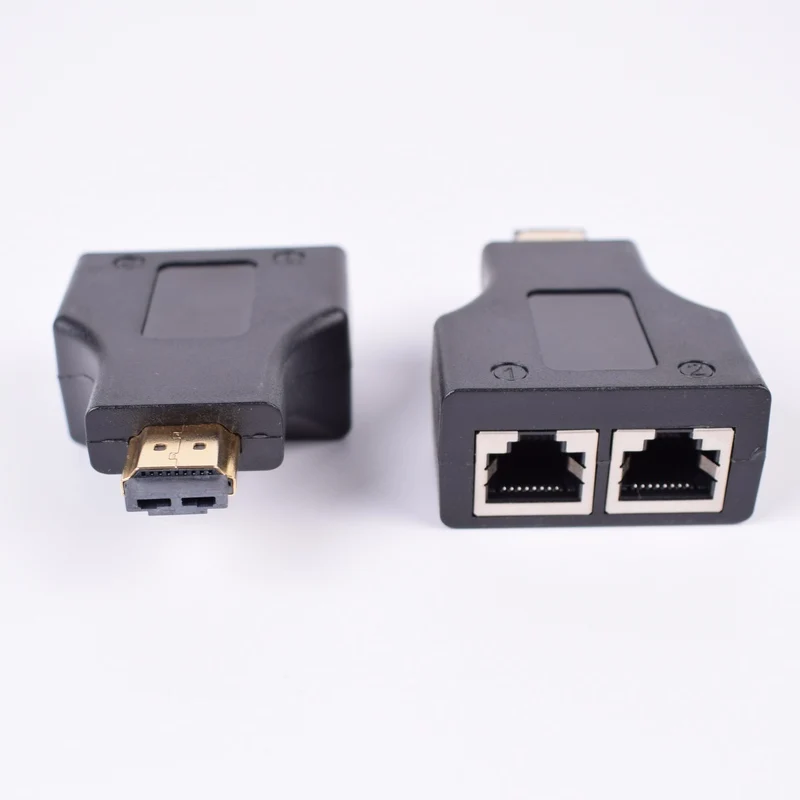 2 шт. HDMI удлинитель с 2 портами RJ45, расширение до 30 м по CAT 5e CAT6 UTP LAN Ethernet кабель для HDTV HDPC