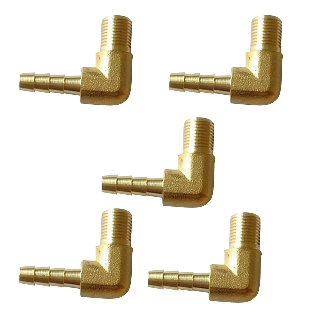 5 pieces/lot 1/8 BSP To 6mm Brass 90 Degree Male Elbow Barb Hose Tail Pipe Gas Fittings