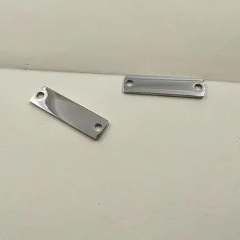 

20pcs Diy polishing stainless steel accessories rectangular double hole pendant fine custom LOGO 8 * 30 mm charm