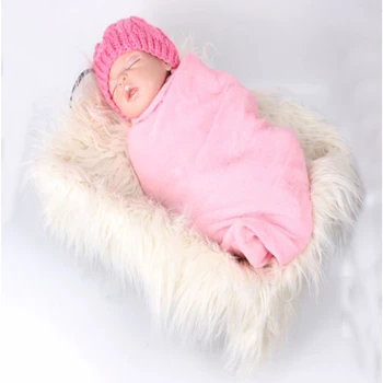 

50*60cm Cute Infant Photography For 0-6Month Newborn Photography Props Baby Fur Blankets Faux Fur Background Blankets