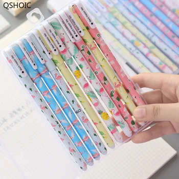 

10 pcs Gel Pens Flamingo Unicorn black colored kawaii gift gel-ink pens pens for writing Cute stationery office school supplies