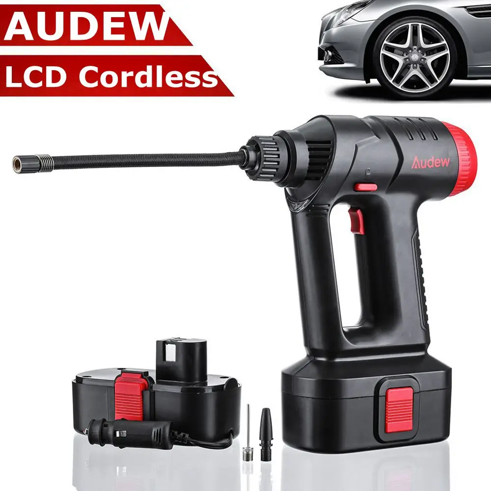 

Audew 12V 130PSI Cordless Air Compressor Tire Inflator Hand Held Air Pump Digital LCD Rechargeable Li-ion Battery
