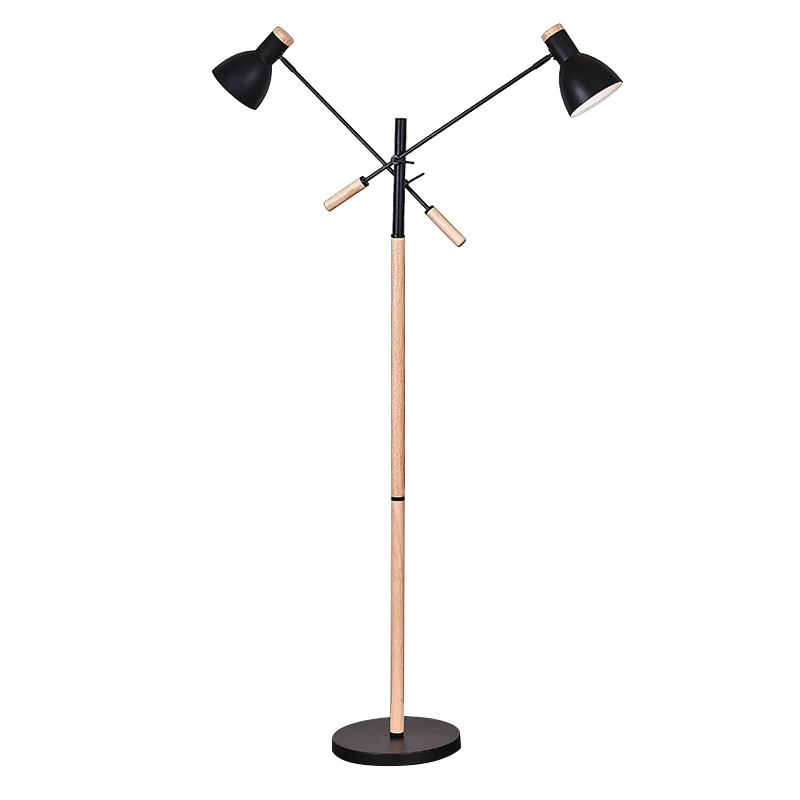 

Wooden Floor Lamp 2 long arm Modern Minimalist Living Room Light long arm Bedroom Bedside Lamp Standing Lamp For Living Room