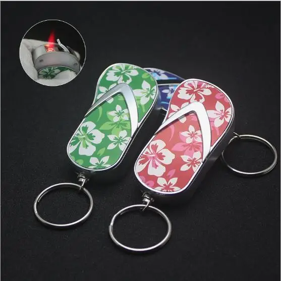 

Windproof lighter with creative slippers drop-down Keychain novelty lighters