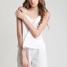 Для женщин Регулируемый Спагетти ремень шорты для комплект пижамы полный хлопок белый сексуальный краткое повседневное lounge Ночь