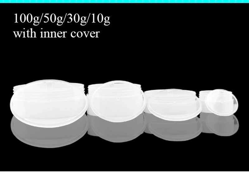 Sedorate 50 шт./лот пустые пластиковые банки для косметики PP белые прозрачные банки для крема 3 г 5 г 10 г 30 г 50 г 100 г контейнеры для макияжа JX170