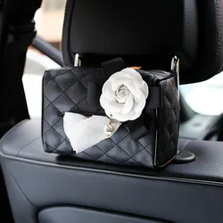 Camellia Crystal Leather Car Interior Accessories Set (Seat back tissue bag)