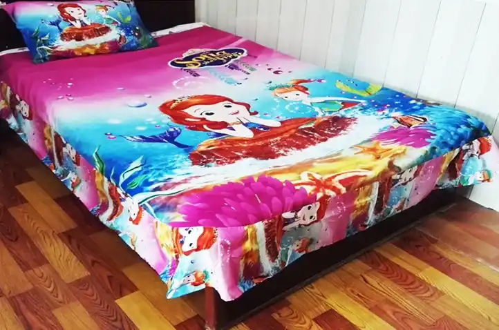 Sofia The First Mermaid Cartoon Bedding Sets Girls Bedroom Decor Single Twin Size Bed Sheets Quilt Duvet Covers 3pcs No Filler