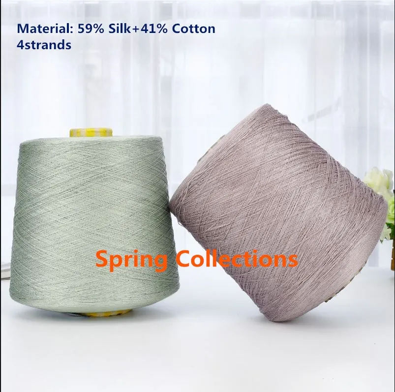 

200g/lot Muilt-Color Worsted Soft Smooth 35/4,59% Silk+41% Cotton Yarn Skein Knitting Summer Woolen Yarn 4strands