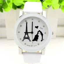 2016 New Fashion Pu Leather Band Iron Tower Ladies Casual Quartz Watch Women’s Dress Dress Lover Watches Relogio Feminino Clocks