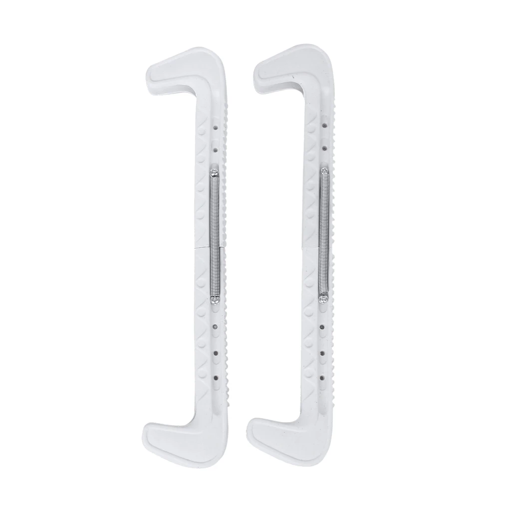 1Pair White  Ice Hockey Skate Blade Guards Covers Adjustable 