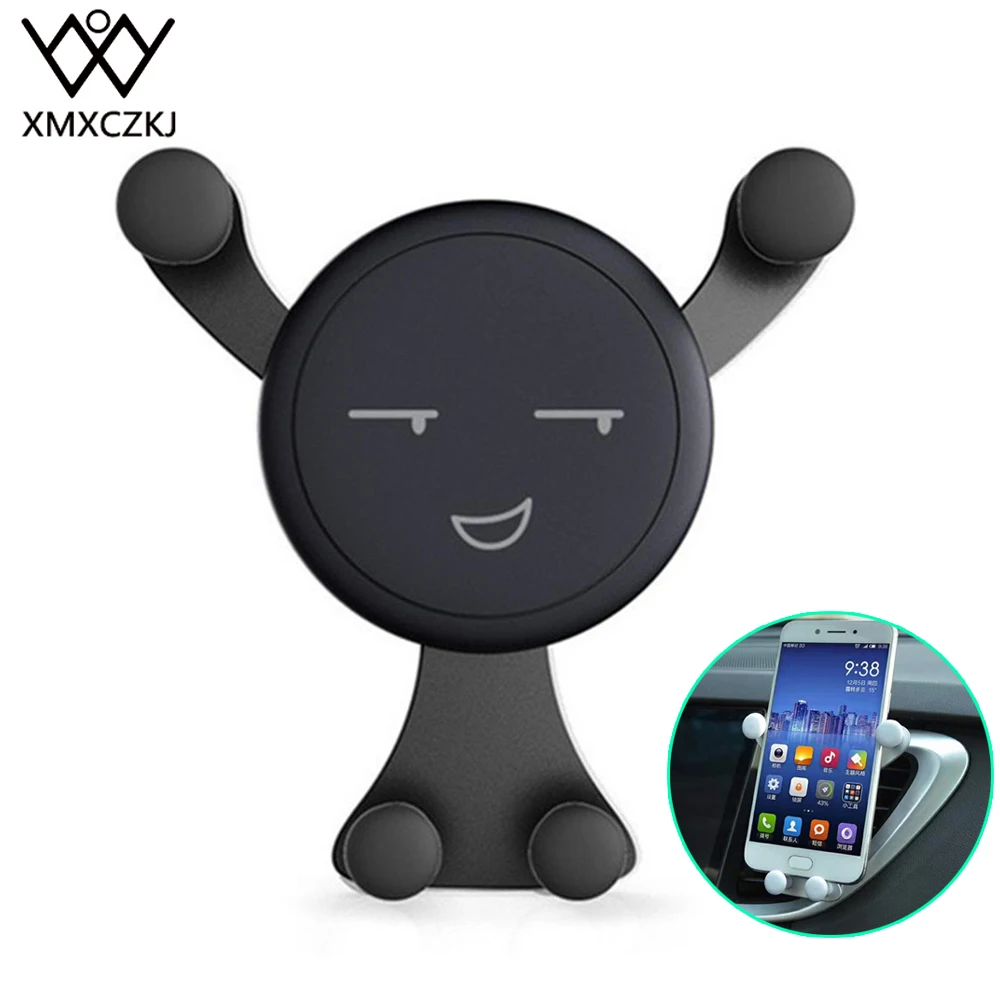 

XMXCZKJ Car Phone Gravity Holder Stand Support Accessories For Iphone XR Air Vent Mount Smile Face GPS Cell Mobile Phone Holder