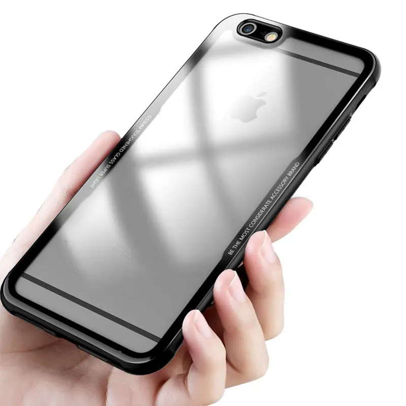 Ascromy For iPhone X Case Hybrid Tempered Glass Protective Soft Bumper Shockproof Cover For iPhone 8 Plus 7 6 6S 10 AccessorieS (8)