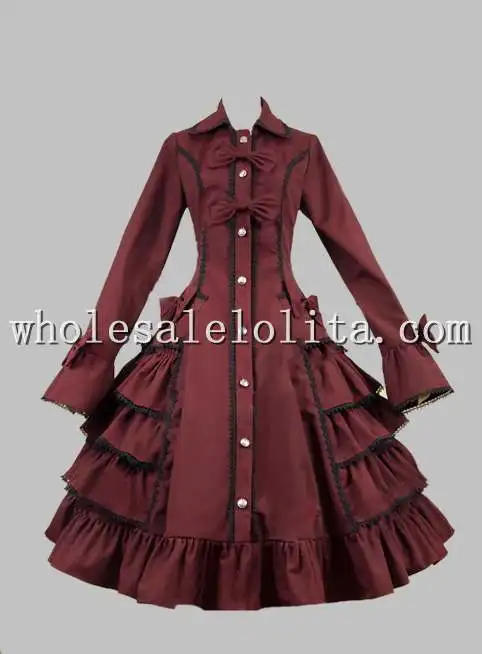 

Gothic Victorian Lolita Steampunk Cotton Ruffles Coat Dress Lolita Channel A-Line 4XL For Sale Tea Party Dresses