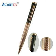 ACMECN Rose Gold Ball Pen Hi-Tech Engraving Checker Pattern Pen Luxury Classic 39g Metal Heavy Black Silver Ball Point Pen