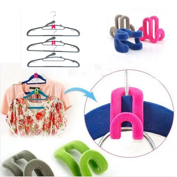 

10Pcs/Set Home Creative Mini Flocking Clothes Hanger Hook Save Wardrobe Space Hook Closet Organizer Wardrobe Essential Tool Hook