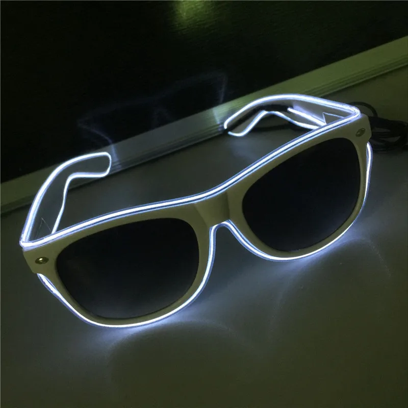Светодиодный светящиеся солнцезащитные очки, модный неоновый светильник, светящиеся яркие вечерние солнцезащитные очки, пасхальные вечерние принадлежности - Цвет: W