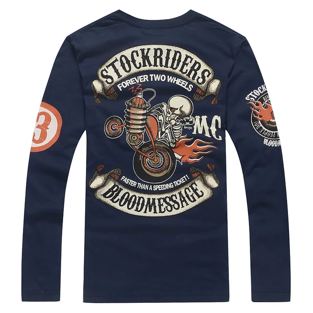 Men&rsquo;s Printing Long Sleeve T Shirts Slim Fitted Hip Rock Motorcycle