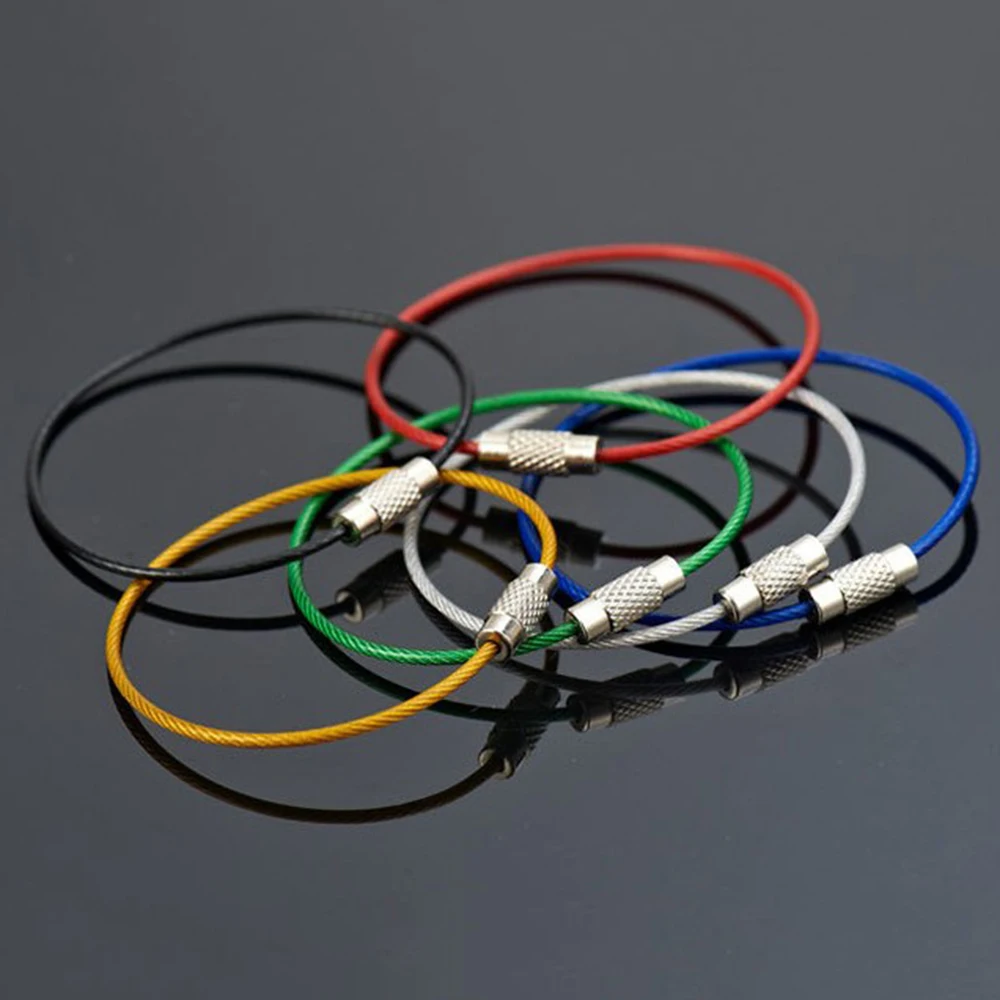 10 шт Красочный проволочный брелок из нержавеющей стали брелок для ключей воздушное снаряжение кабель кольцо брелок для наружного туризма