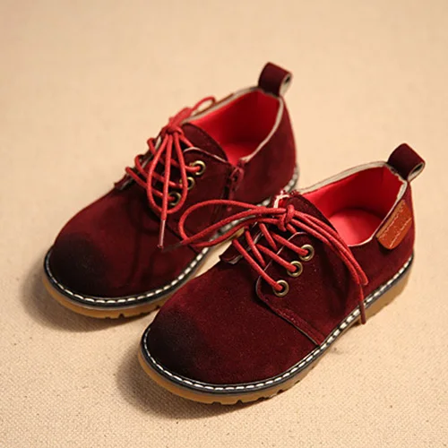 Ботинки на шнуровке с круглым носком детская обувь модные ботинки на шнуровке для мальчиков и девочек, осенне-зимняя обувь для маленьких мальчиков полный размер 21-36 CSH220 - Цвет: Красный