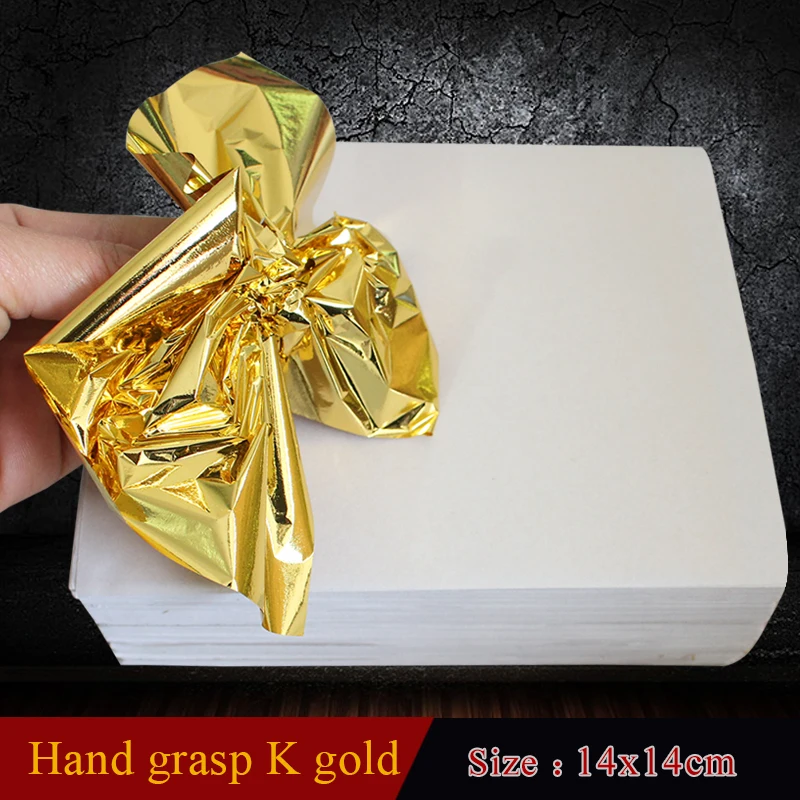 100pcs Taiwan hand grasp K shiny Imitation gold leaf gilding color like 24k free shipping | Дом и сад