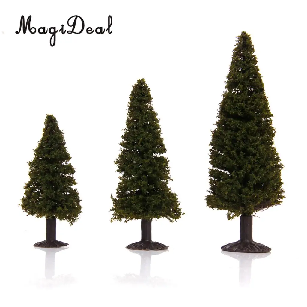 Boxed 15Pcs Multi Scale Cedar Model Trees Train Track Street Railway Building Diorama Scenery HO N Z