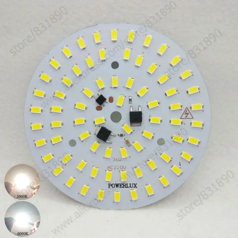 

20pc 36W led pcb AC 220V PCB SMD 5730 led chips Dia100MM 3600lm smart IC Driver NO need driver lamp plate For led bulb downlight