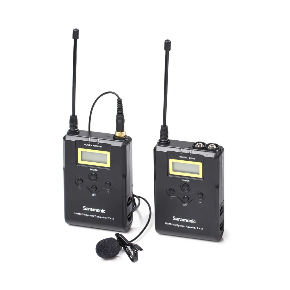 اللاسلكية lavalier ميكروفون نظام ، Saramonic UHF 16 قناة احادي اللفة mic ل DSLR كاميرا ، كاميرا ، المقابلات ، ENG