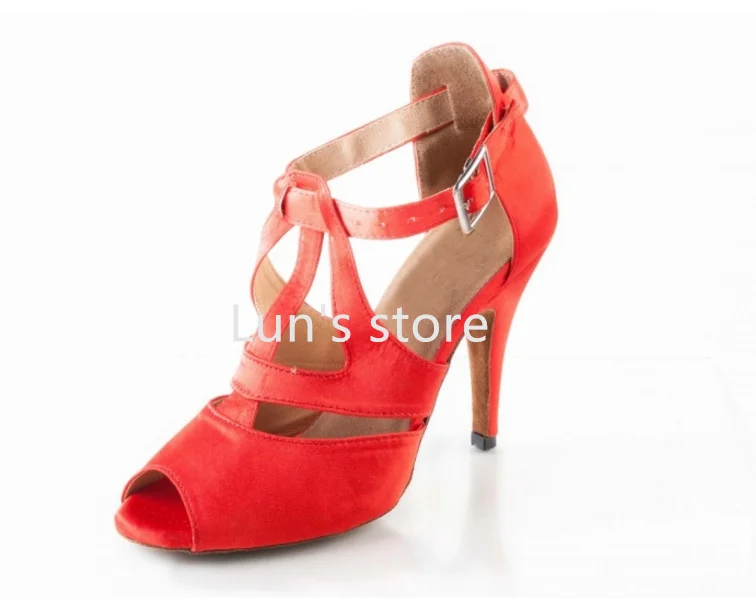 New Sexy Hot Red Satin Ballroom Dance font b Shoes b font Latin Dance font b